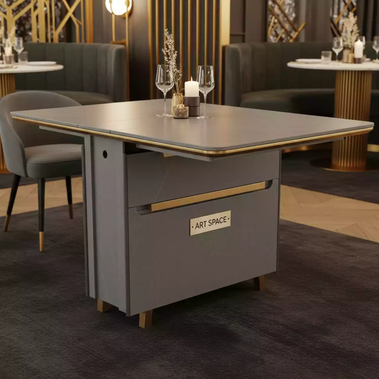 Аренда Стол обеденный раскладной Артизан 140 200х90 керамика в ресторане «Плакучая Ива» — ART SPACE