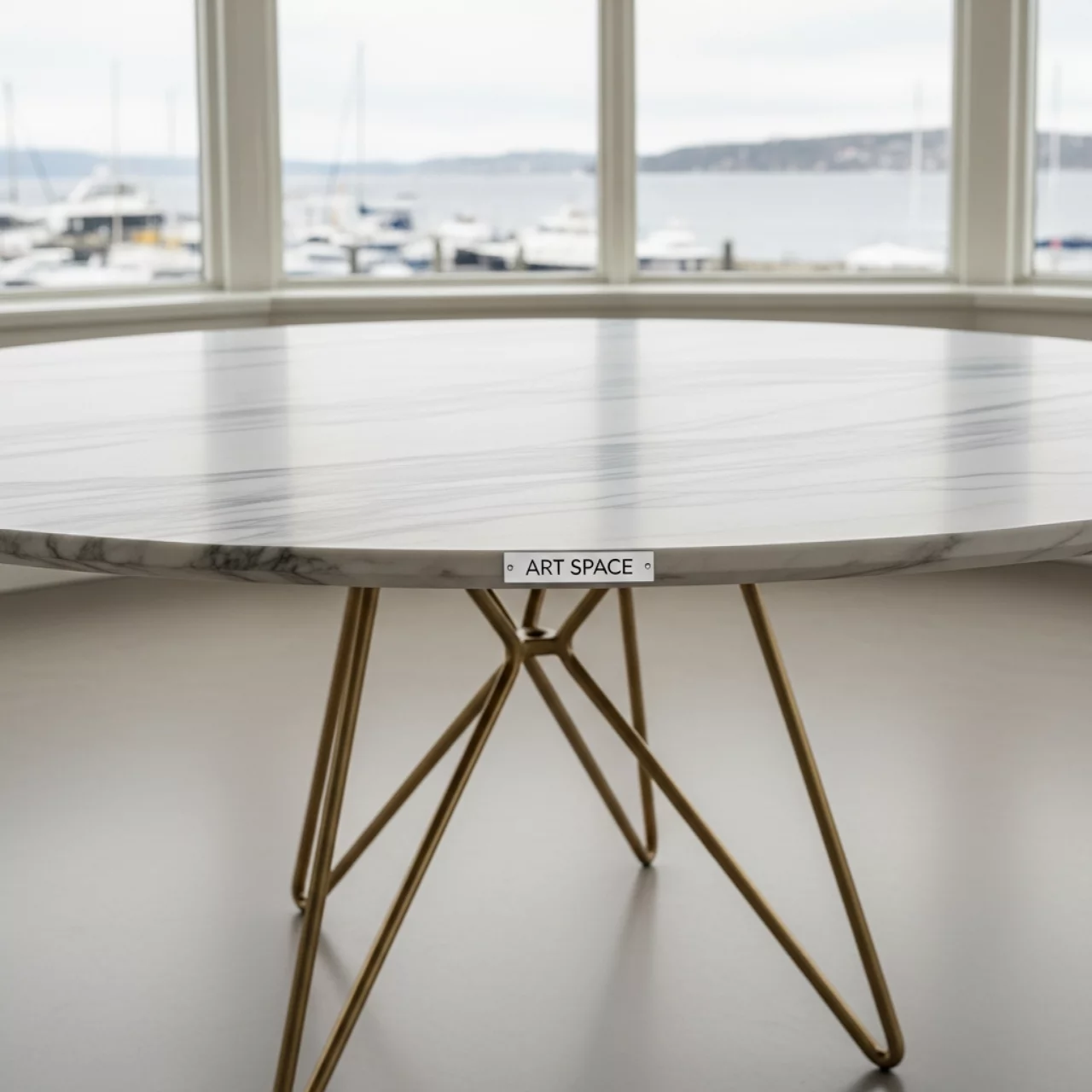 Аренда Стол обеденный Rocket белый мрамор золото в зале «Чайка» (Морпорт) — ART SPACE