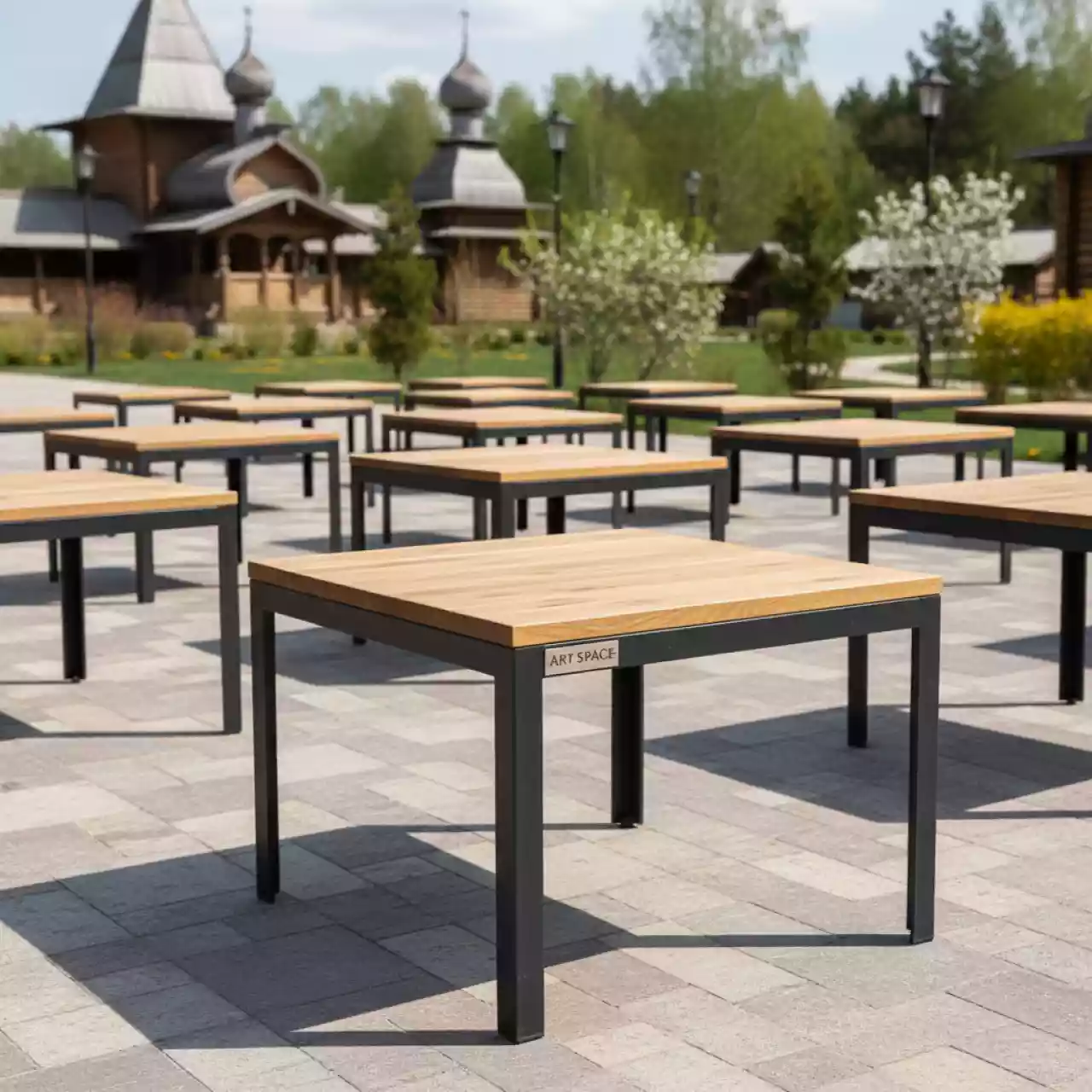 Аренда Стол обеденный садовый Viva 80х80 см в этно-парке «Моя Россия» — ART SPACE