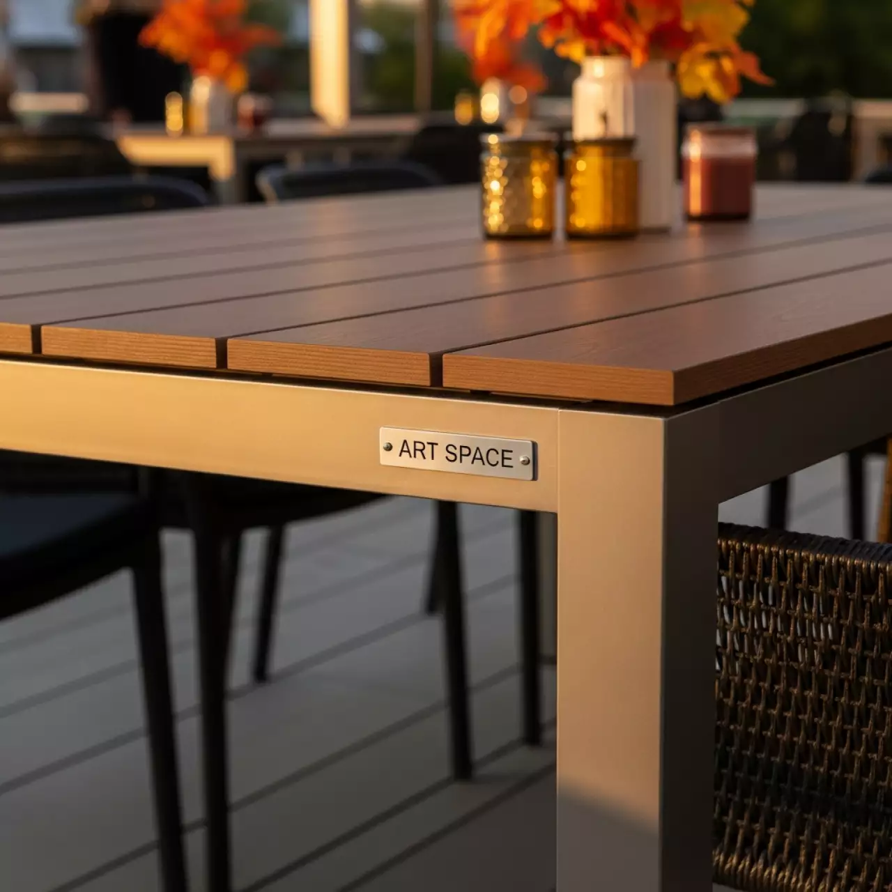 Аренда Стол обеденный Сан Ремо из ДПК с алюминиевым каркасом в ресторане «Sanremo» — ART SPACE