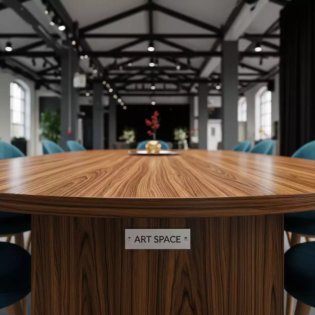 Аренда Стол Окленд ЛДСП дуб Галифакс табак d 1000 в ледовом дворце «Роза Хутор» — ART SPACE