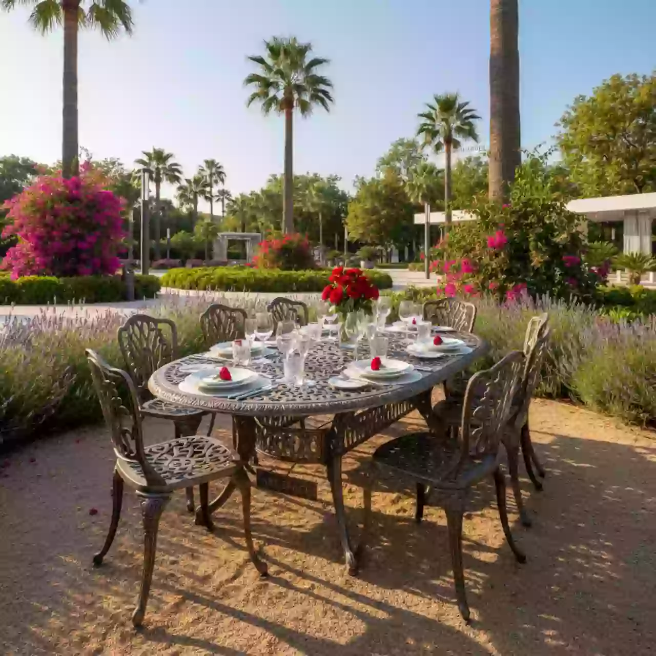 Аренда Стол овальный Florence 8 бронза из литого алюминия ALU 9266T в парке «Ривьера» — ART SPACE