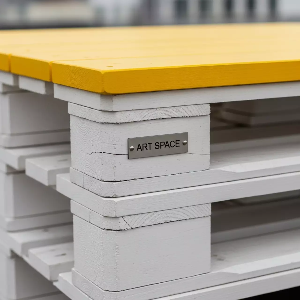 Аренда Стол паллетный белый с желтой столешницей в City Park Hotel Sochi — ART SPACE