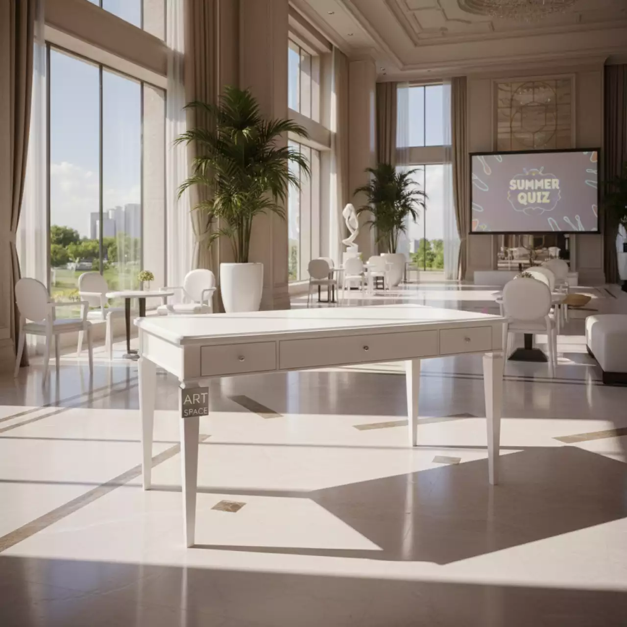 Аренда Стол парта белая 140х60 см в Mantera Supreme — ART SPACE