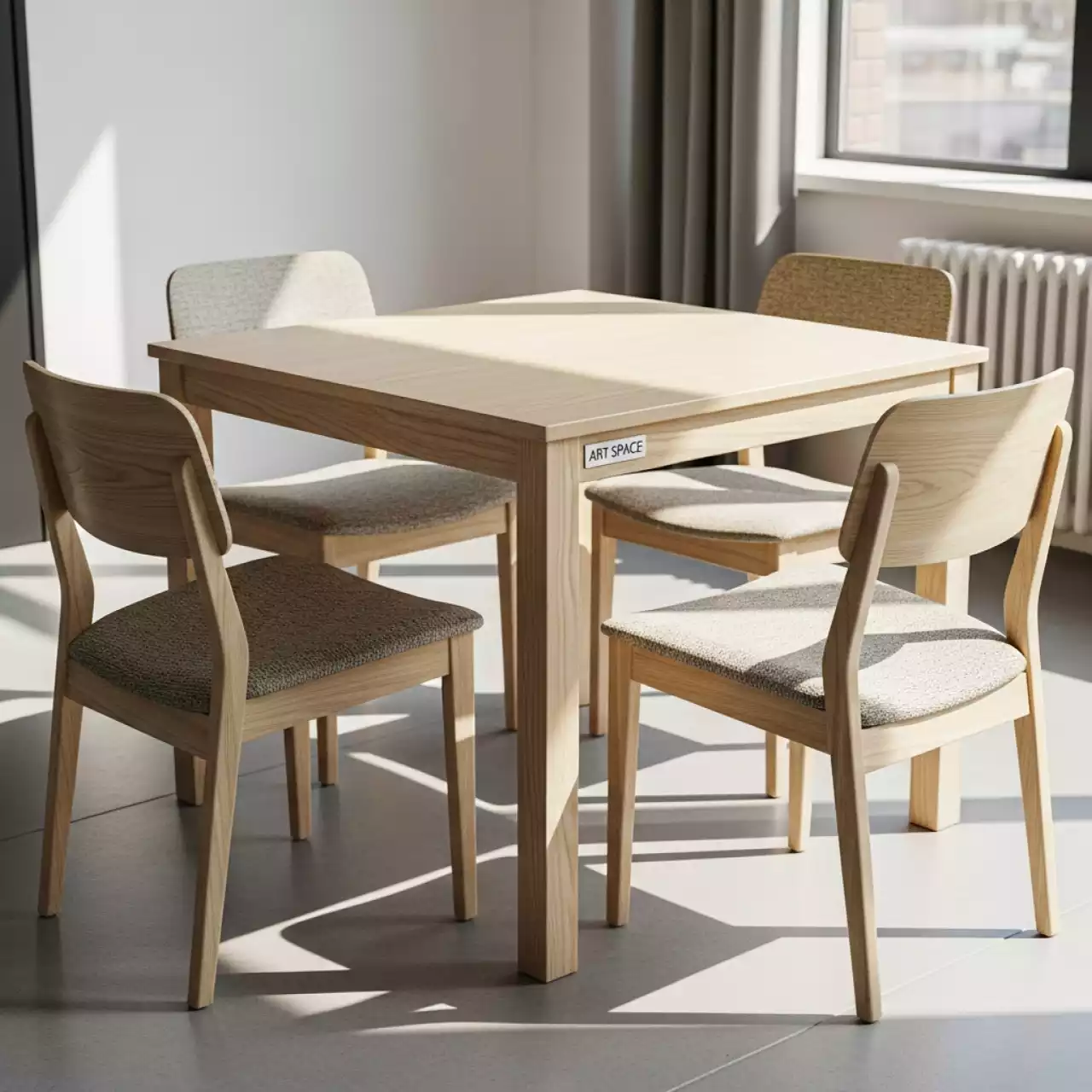 Аренда Стол Pawook К 100 натуральный со стульями Франк ПМ натуральный бежевая рогожка в санатории «Сочи» — ART SPACE