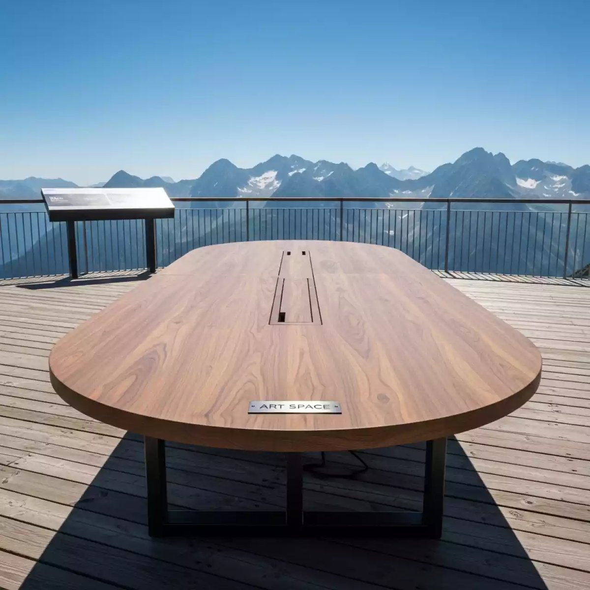 Аренда Стол переговорный овальный коричневый 300х120 см на площадке Rosa Peak (2320м) — ART SPACE