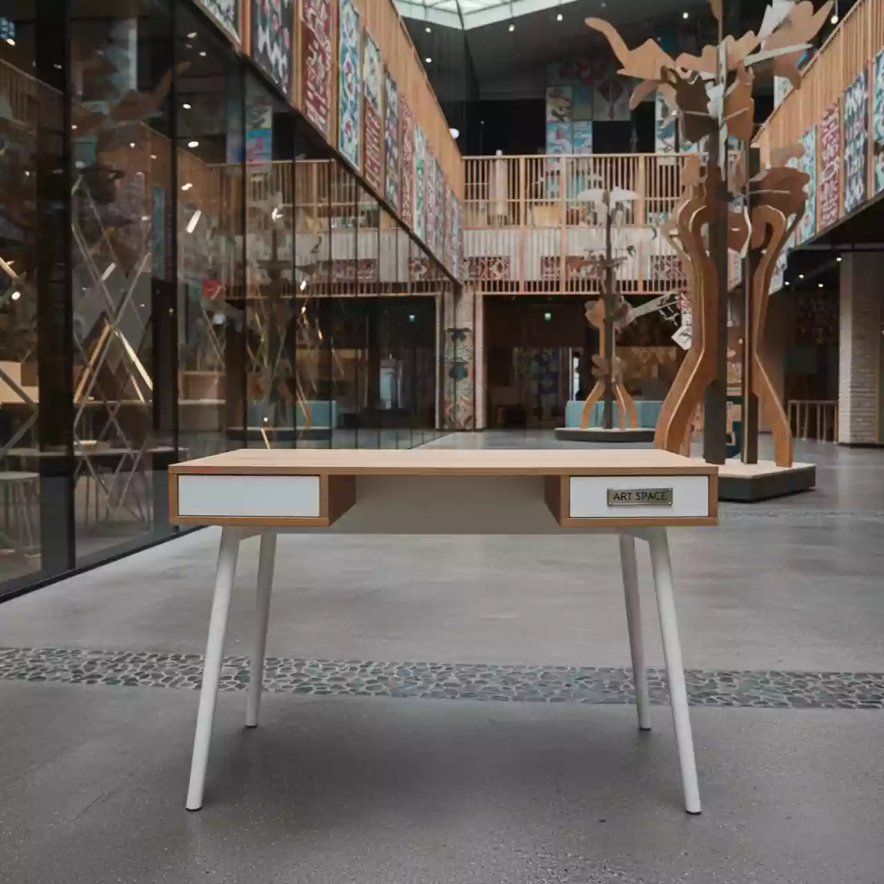 Аренда Стол письменный Нордик дуб сонома светлый белый в этно-парке «Моя Россия» — ART SPACE