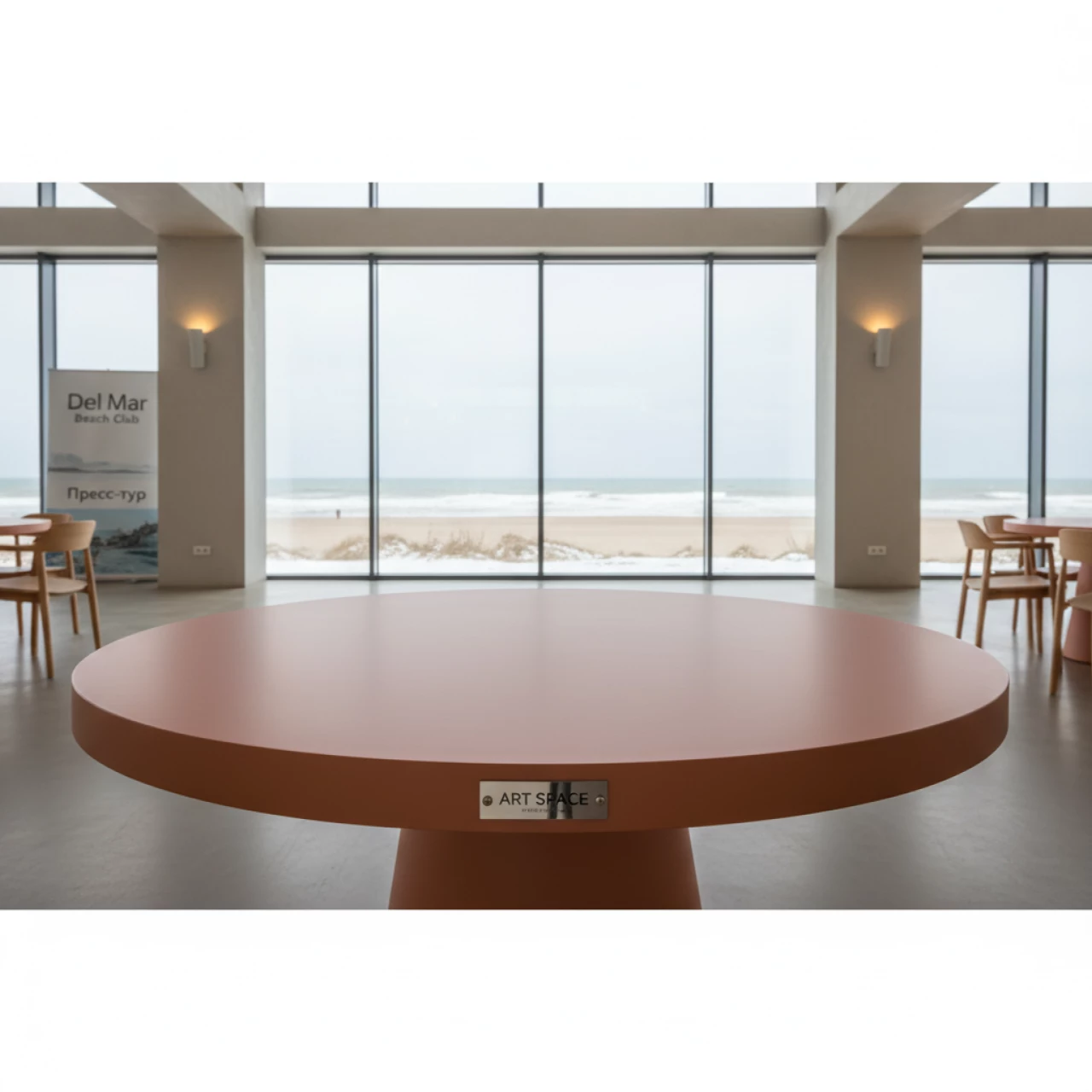 Аренда Стол пластиковый обеденный Combo 60 терра диаметр 600 мм высота 750 мм в пляжном клубе Del Mar — ART SPACE