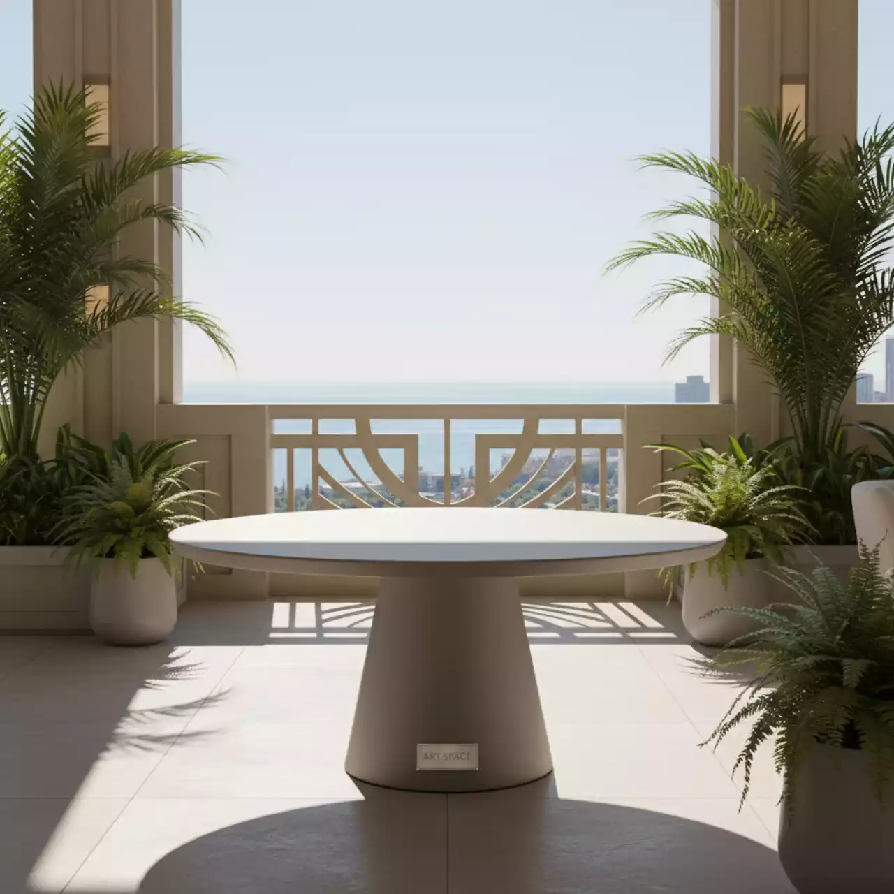 Аренда Стол пластиковый обеденный Ikon серый Ø690х710 мм в Radisson Collection Paradise — ART SPACE