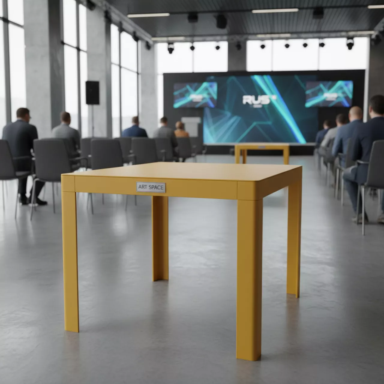 Аренда Стол пластиковый обеденный Spritz Spritz Mini горчичный 605х400 765 мм в санатории «Русь» — ART SPACE