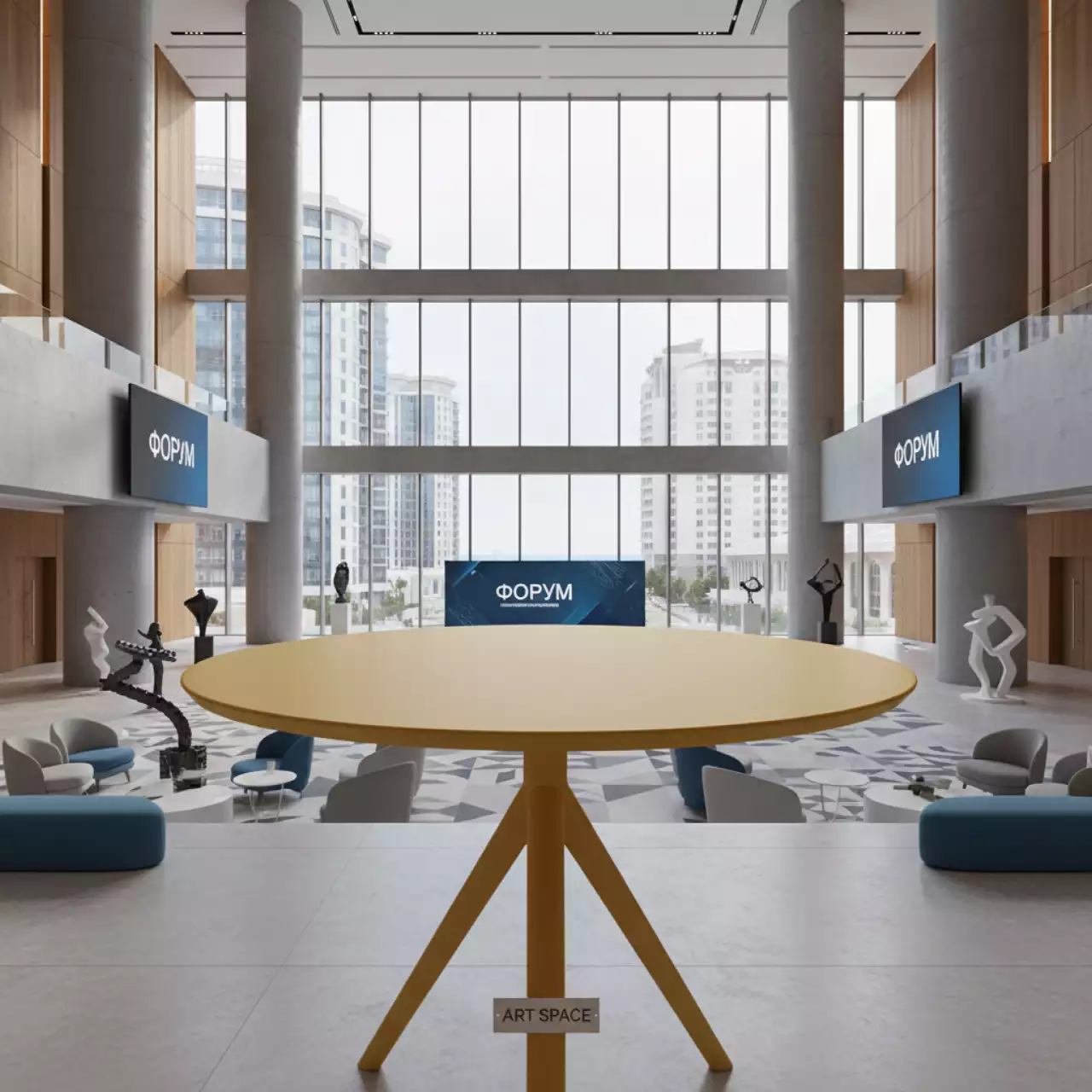 Аренда Стол пластиковый обеденный Spritz Spritz Mini горчичный Ø605х765 мм в конгресс-холле отеля Жемчужина — ART SPACE