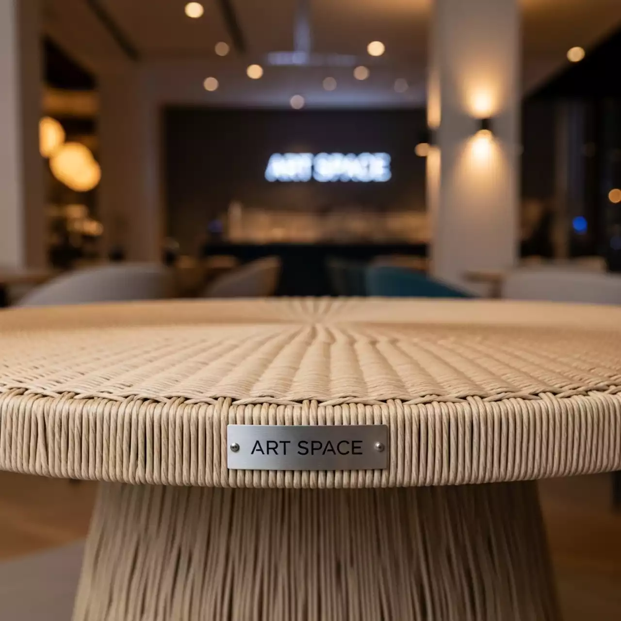 Аренда Стол плетеный круглый Эспрессо диаметр 80 см бежевый в ресторане «D.O.M» — ART SPACE