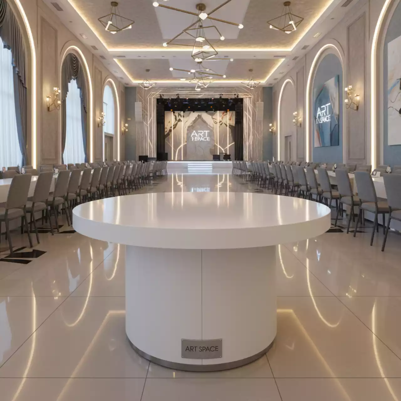 Аренда Стол под скатерть Catering White 120 в отеле «Богатырь» — ART SPACE