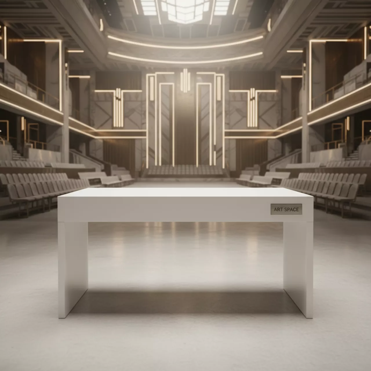 Аренда Стол прямолинейный 1400х700 белый в ледовом дворце «Большой» — ART SPACE