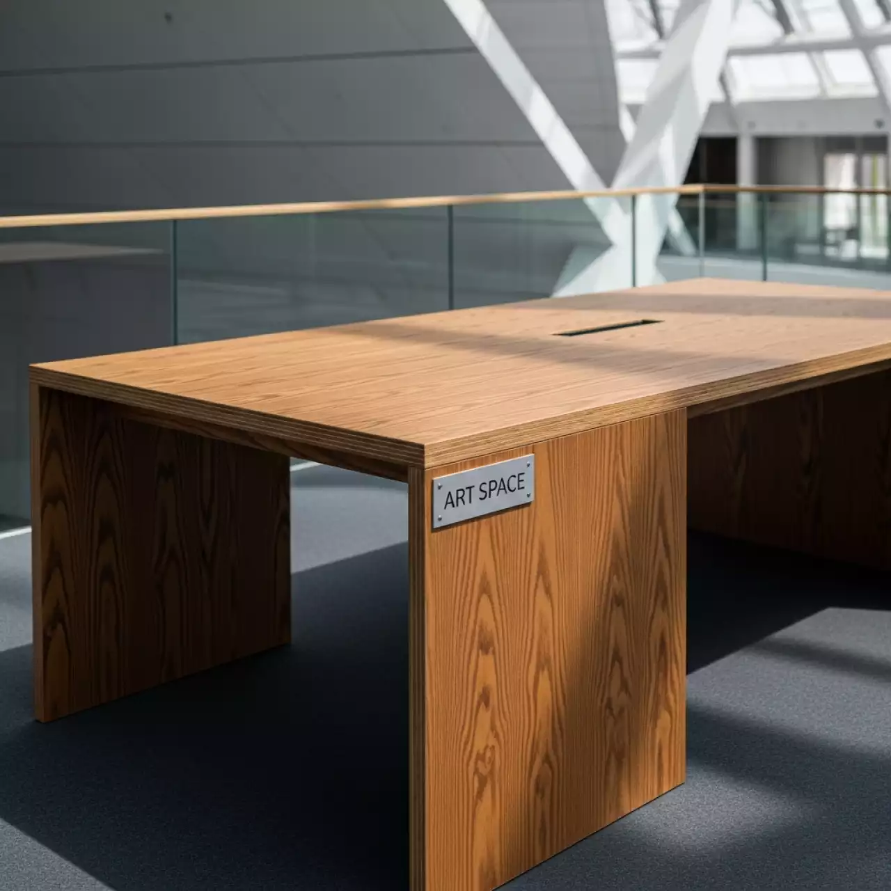 Аренда Стол прямоугольный 150х75х73 см коричневый фанера в Сириус Арене — ART SPACE