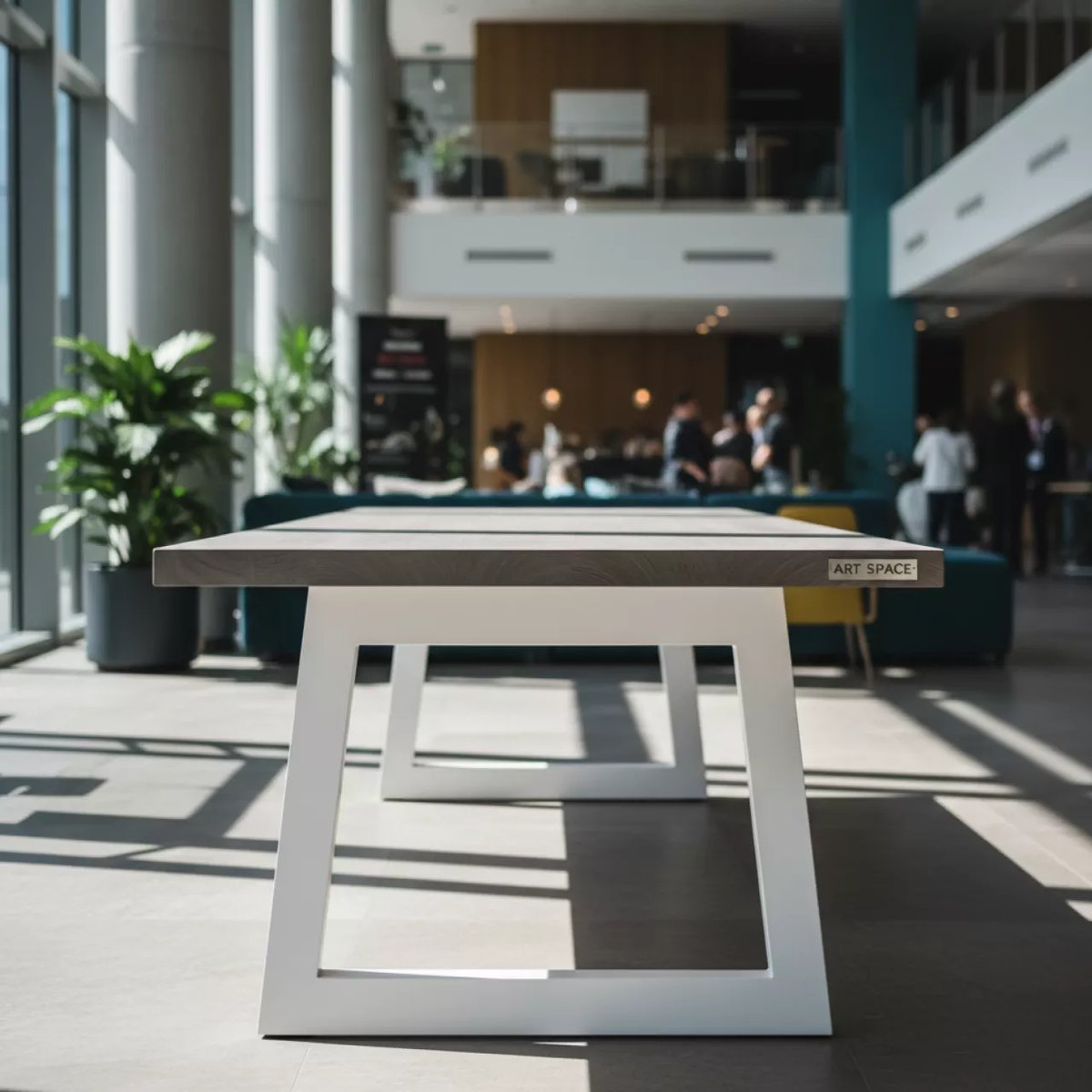Аренда Стол прямоугольный деревянный X Loft с белыми ножками в Green Flow Hotel — ART SPACE