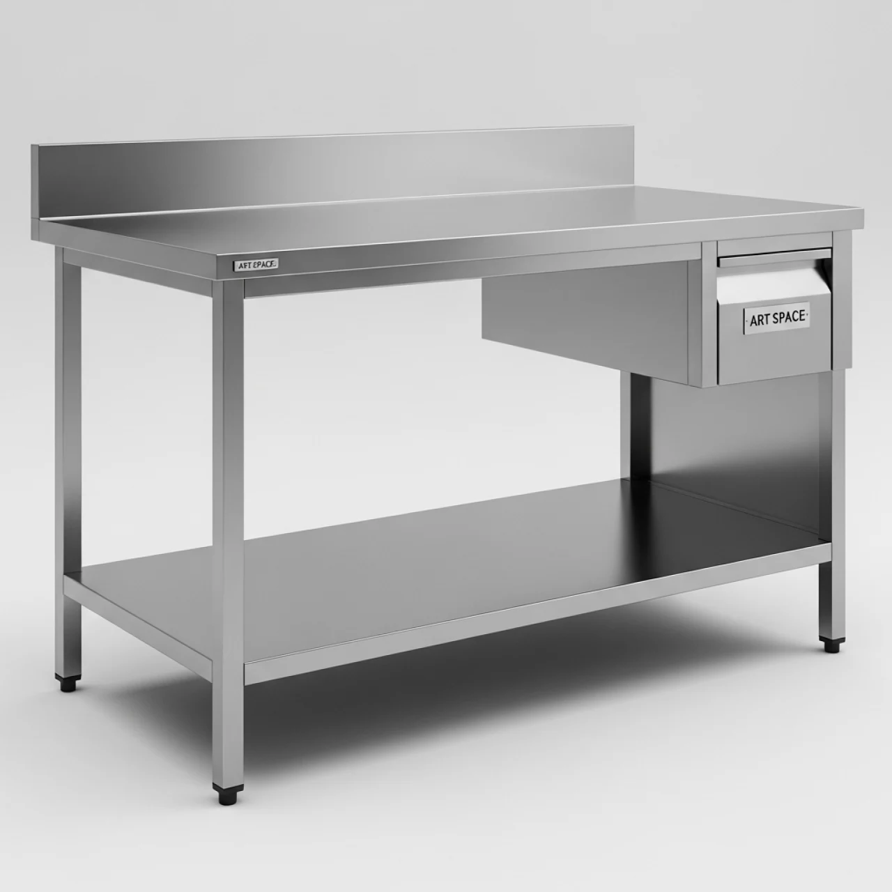 Аренда Стол рабочий с бортом и цельной полкой 1200х700х870 мм в ресторане «D.O.M» — ART SPACE