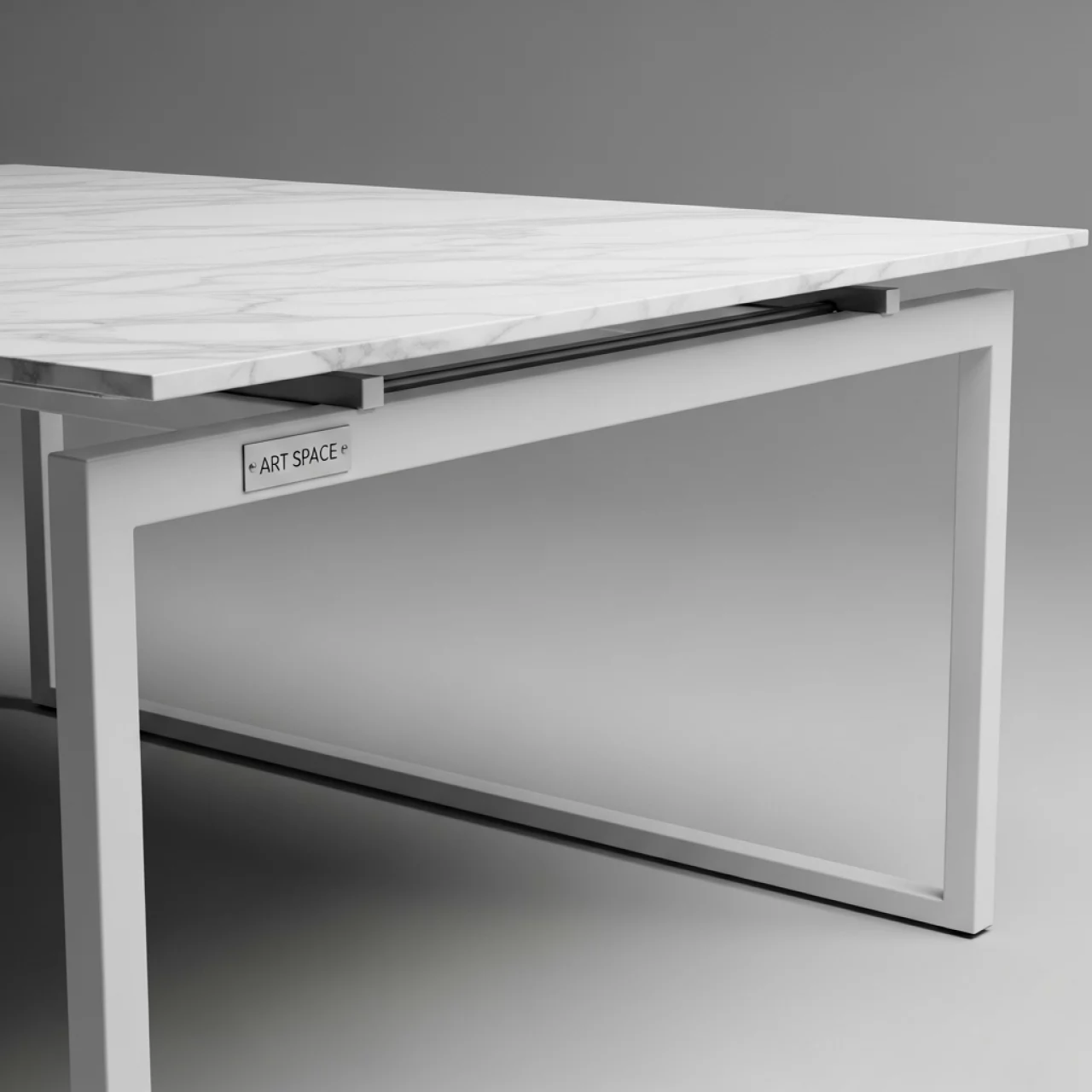 Аренда Стол раздвижной Фэйвор белый мрамор белый муар в Ледовом дворце «Айсберг» — ART SPACE
