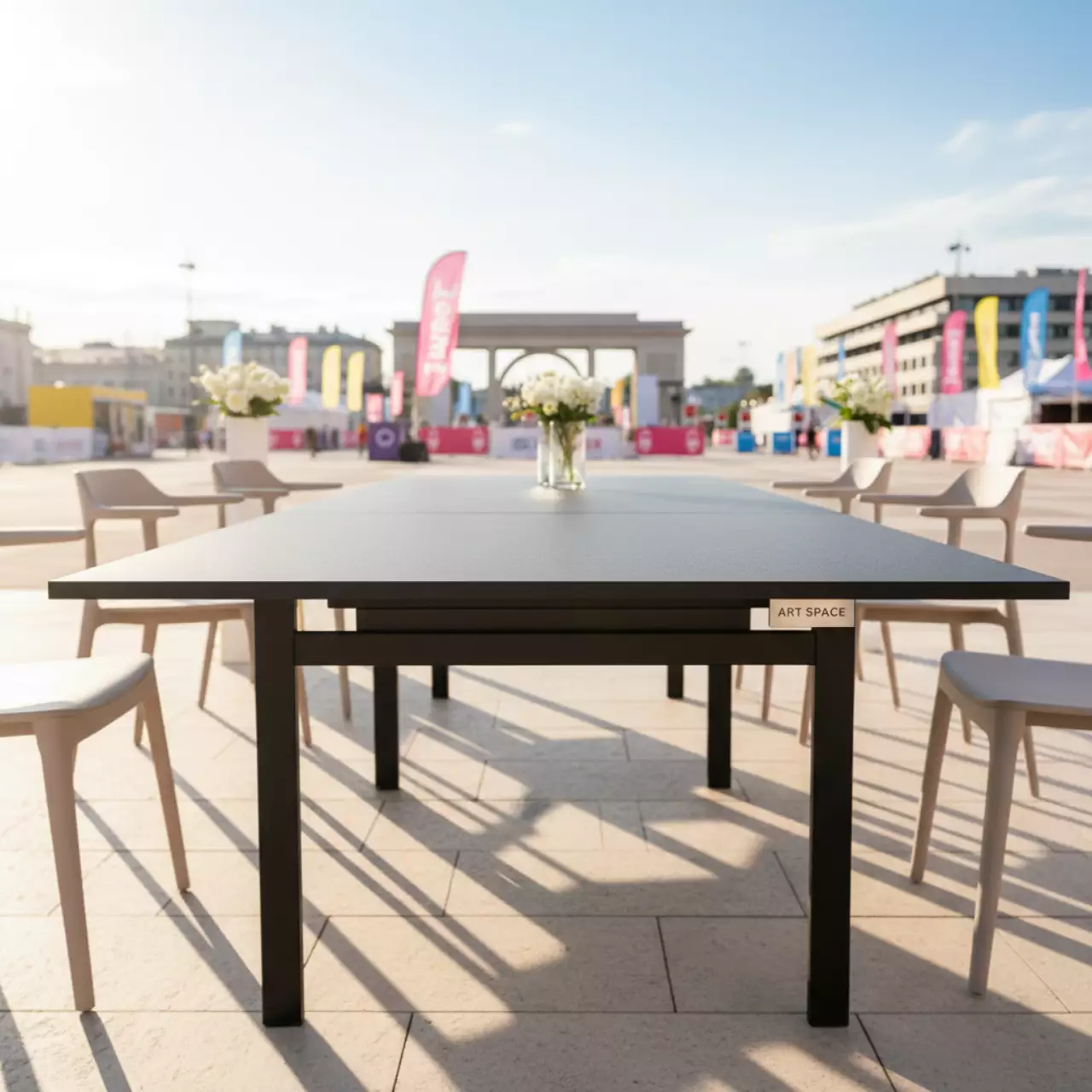 Аренда Стол раздвижной Фэйвор лавант черный муар на Медальной площади — ART SPACE