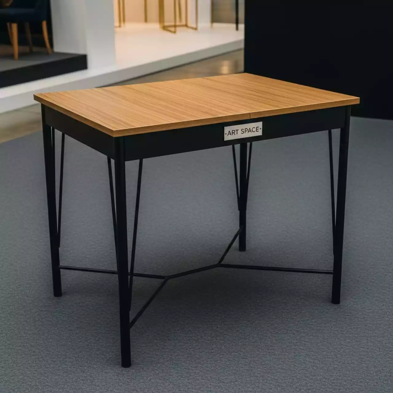 Аренда Стол раздвижной Лаки мини 800х300 мм дуб вотан черный муар в Керлинговом центре «Ледяной куб» — ART SPACE