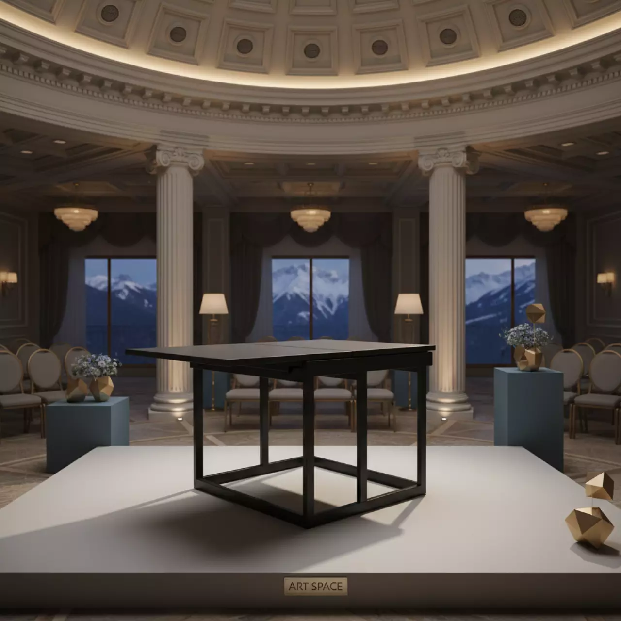 Аренда Стол раздвижной Лаки мини 800х300 мм лофт черный муар в Golden Tulip Rosa Khutor — ART SPACE