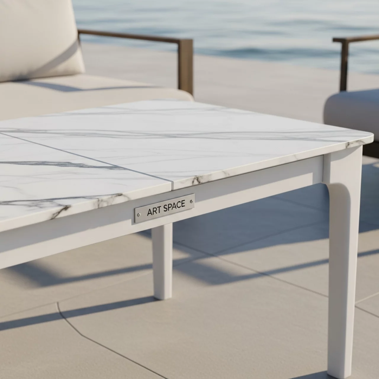 Аренда Стол раздвижной Лаки мини 900 300 мм мрамор белый черный на пляже «Маяк» — ART SPACE