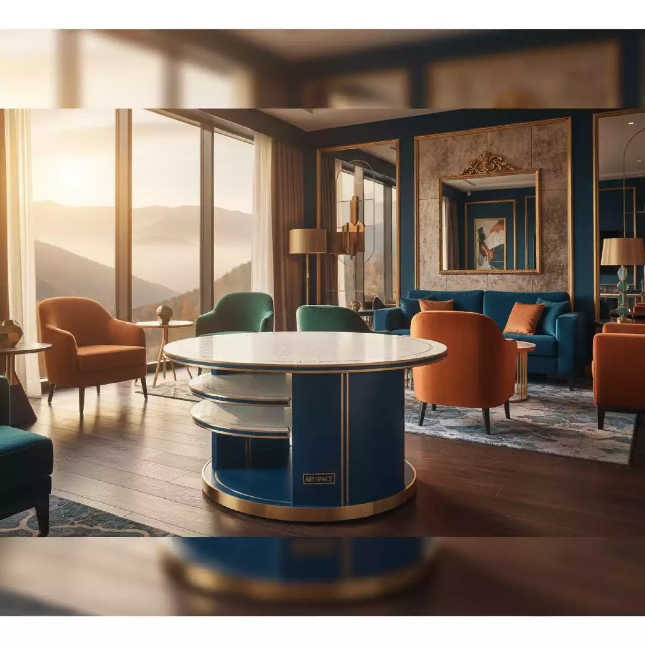 Аренда Стол раздвижной Лаки мини азул белый муар 800 300 мм в Поляна 1389 Отель и Спа — ART SPACE