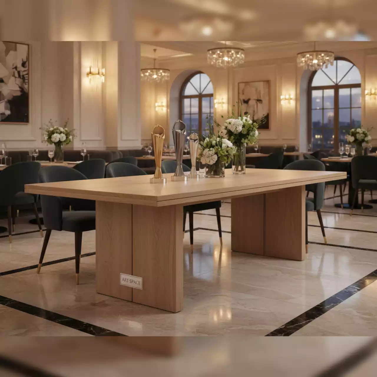 Аренда Стол раздвижной Sheldon дуб натуральный ЛДСП в ресторане «Sanremo» — ART SPACE