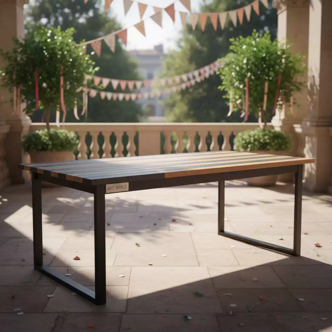 Аренда Стол реечный 1200х600 мм с регулируемыми ножками на вилле «Анна» — ART SPACE