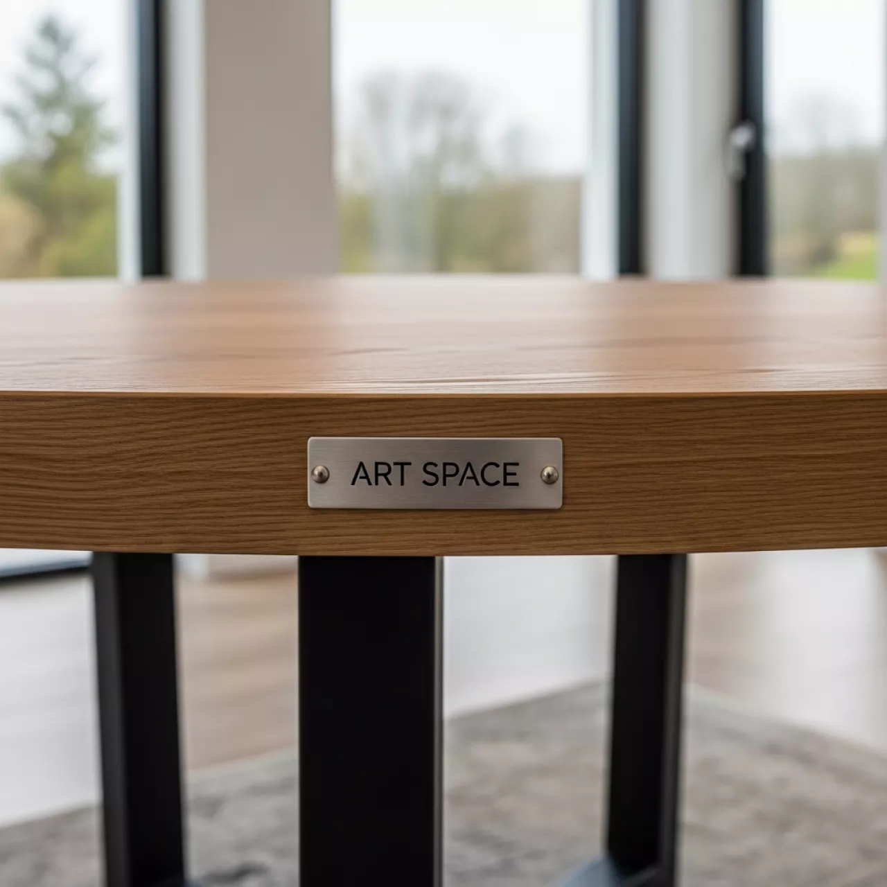 Аренда Стол Rudolf круглый раскладной 90 120 см дуб вотан черный на вилле «Анна» — ART SPACE