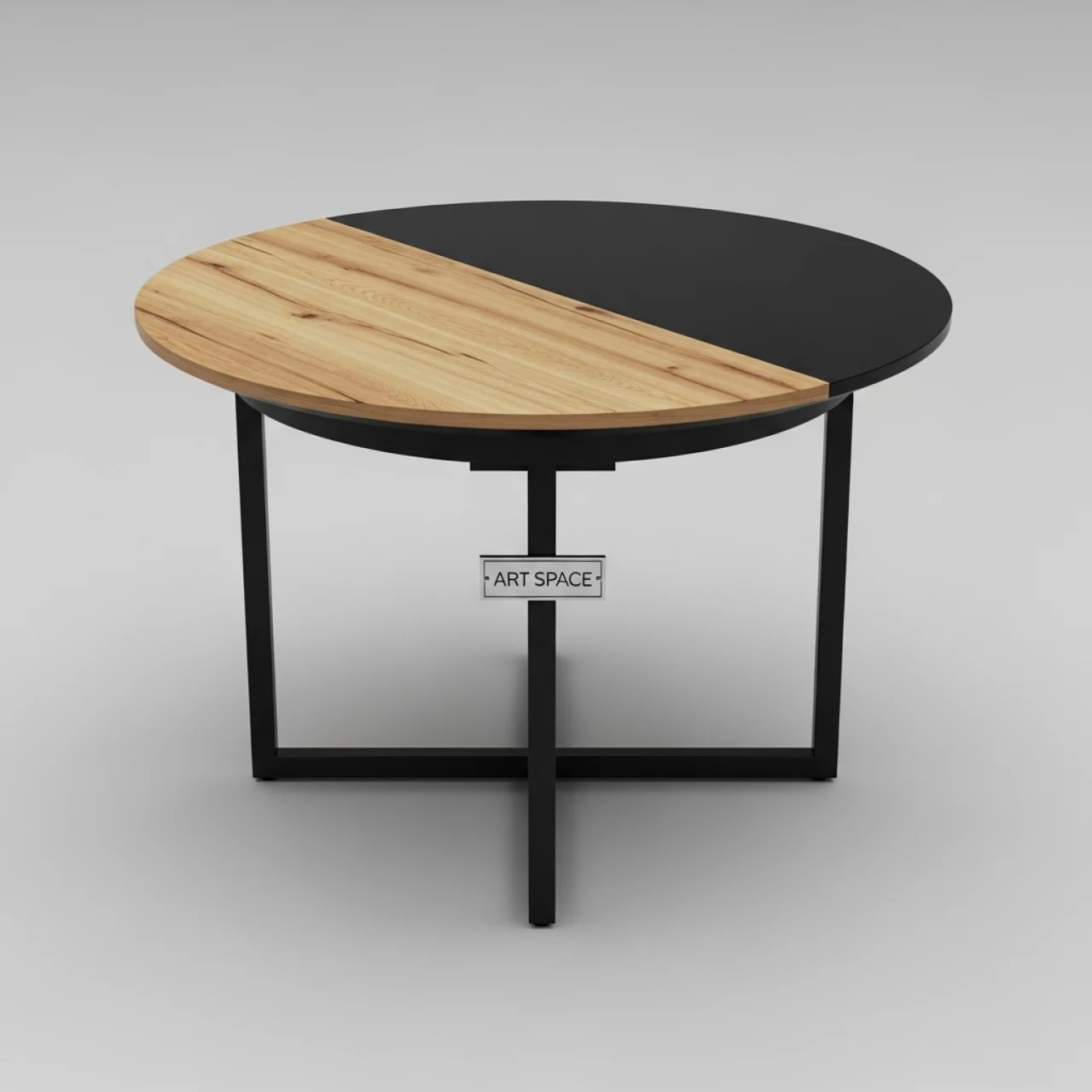 Аренда Стол Rudolf круглый раскладной 90 120х90х75 см дуб вотан черный в МФК «Горный» — ART SPACE