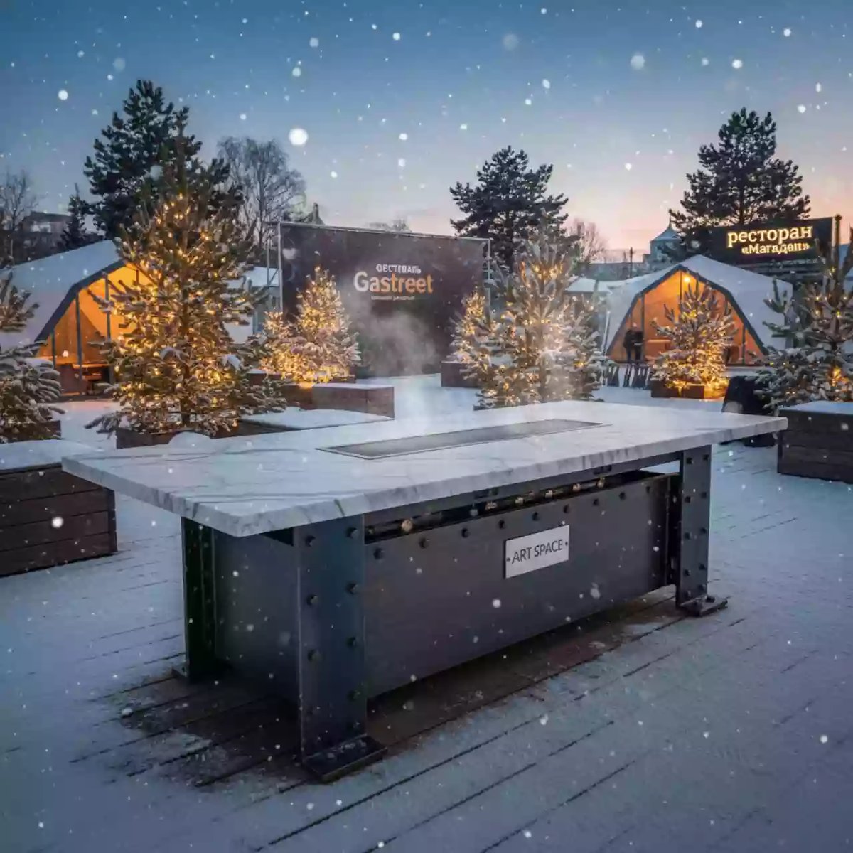 Аренда Стол с подогревом R1003 Afyon marble в ресторане «Магадан» — ART SPACE