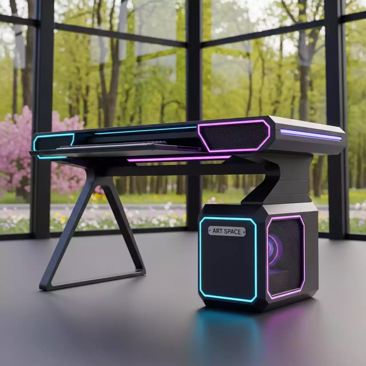 Аренда Стол с выдвижной клавиатурой и подставкой под системный блок в парке «Ривьера» — ART SPACE