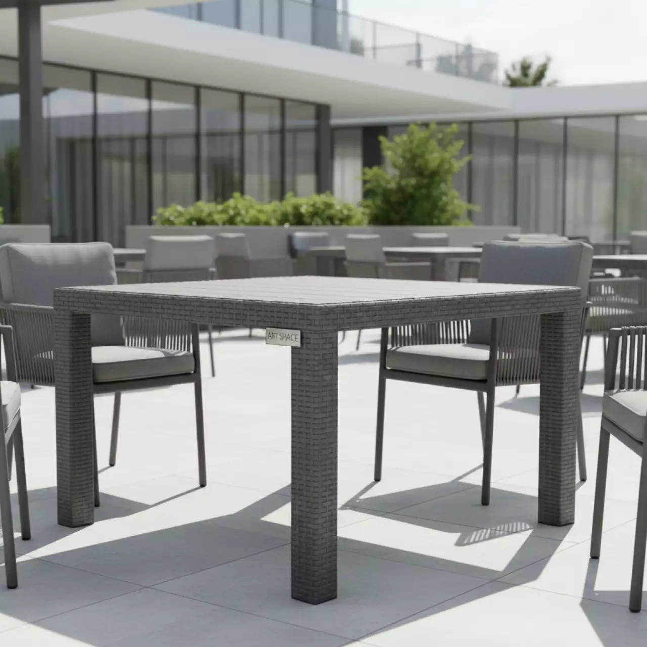 Аренда Стол садовый Лаура 90х90х75 см техноротанг серый в санатории «Русь» — ART SPACE
