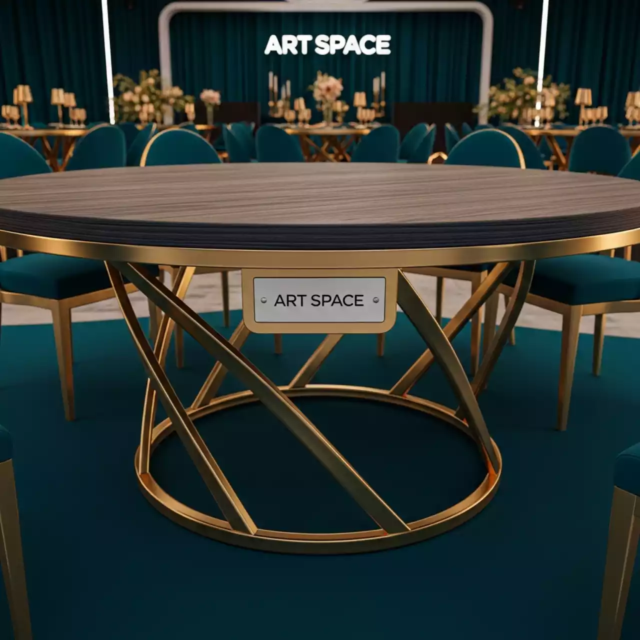 Аренда Стол секционный каркасный "Волна змейка" D 3.2 м на VIP теплоходе (Морпорт Сочи) — ART SPACE