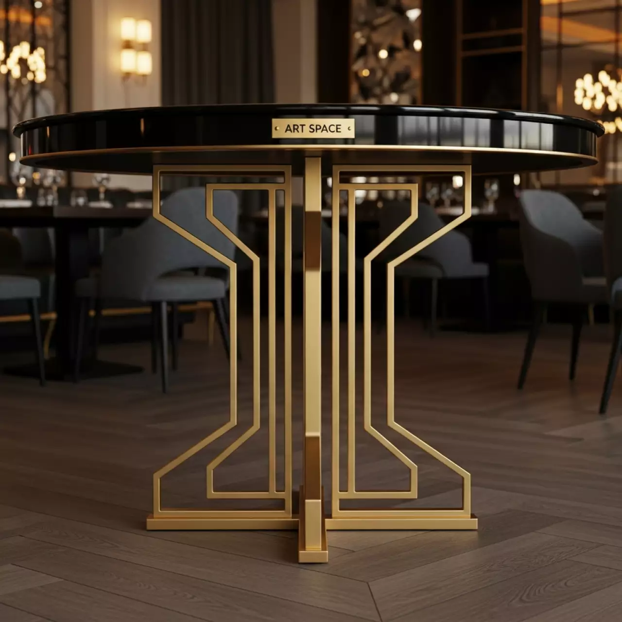 Аренда Стол Selina черный и золотой 80х72 см в ресторане «Баран-Рапан» — ART SPACE