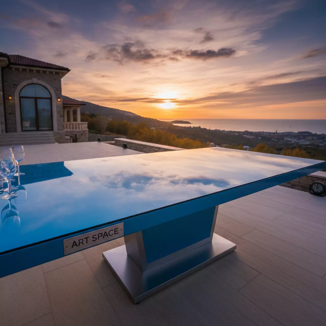 Аренда Стол синий перламутр на вилле «Анна» — ART SPACE