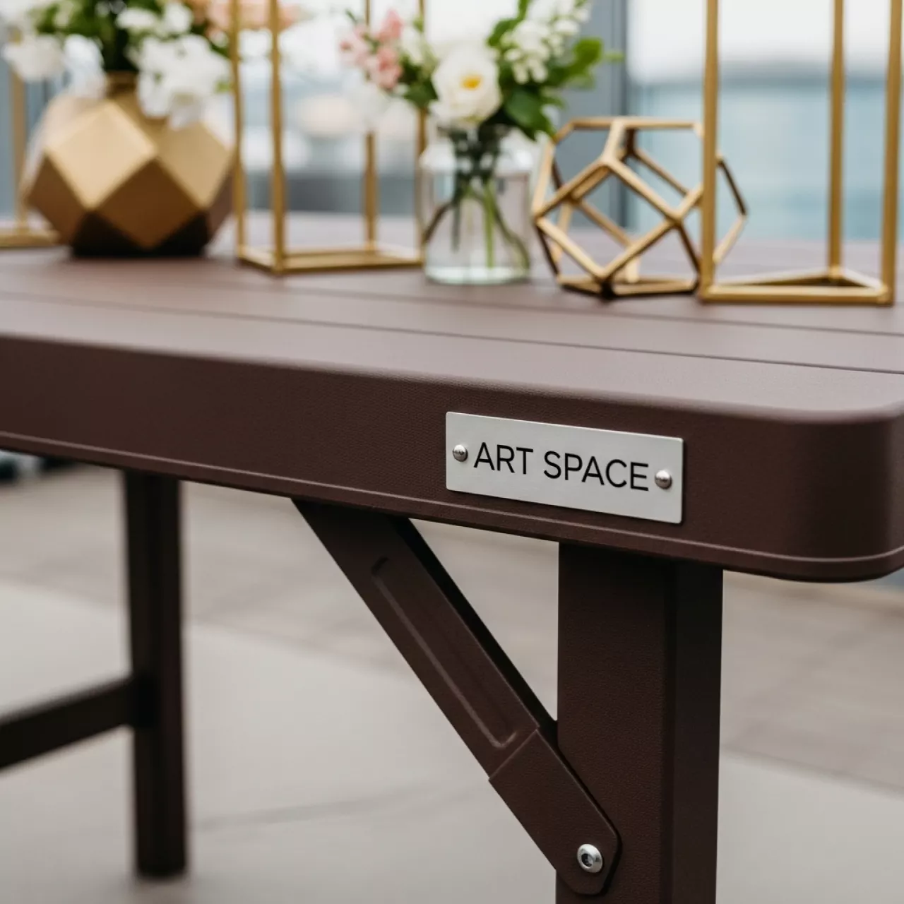 Аренда Стол складной чемодан пластиковый коричневый Кейт 180 в Сочи Парк Отеле — ART SPACE