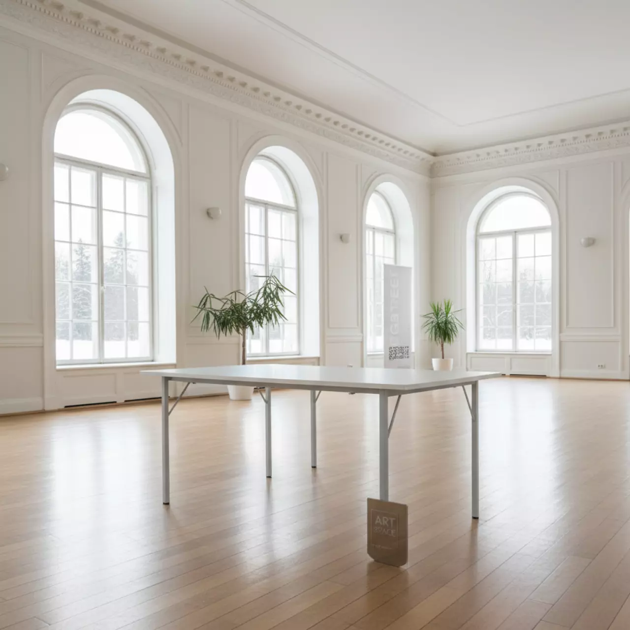 Аренда Стол складной Натали бело серый в усадьбе Голицына — ART SPACE