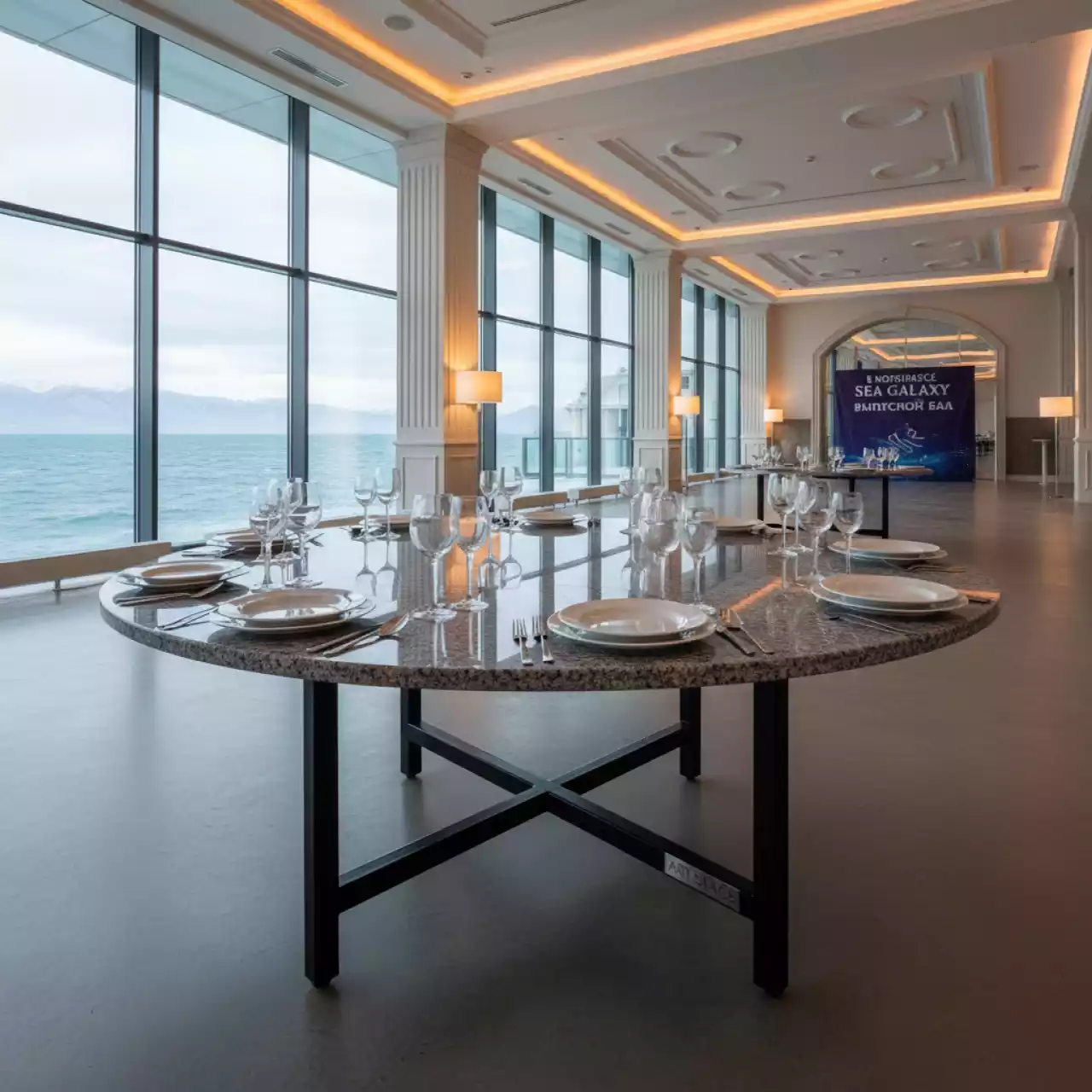 Аренда Стол складной Раунд 180 гранит в комплексе Sea Galaxy — ART SPACE