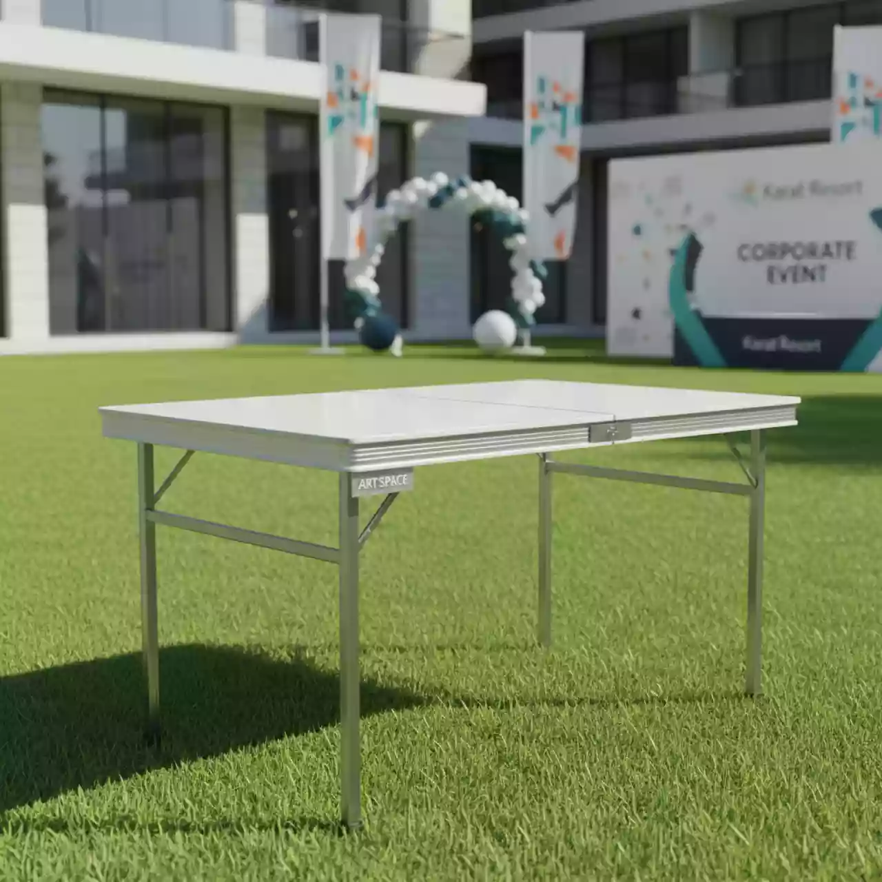 Аренда Стол складной Уитни бело серый в Karat Resort — ART SPACE
