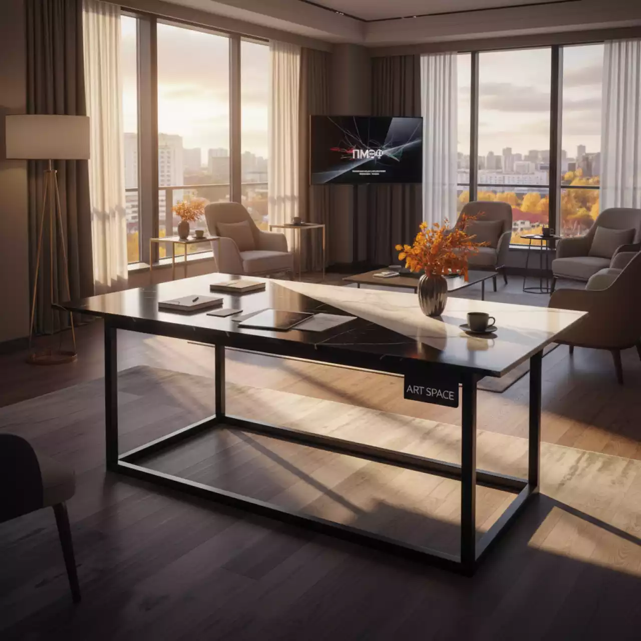 Аренда Стол slash мрамор black white в Маринс Парк Отеле — ART SPACE