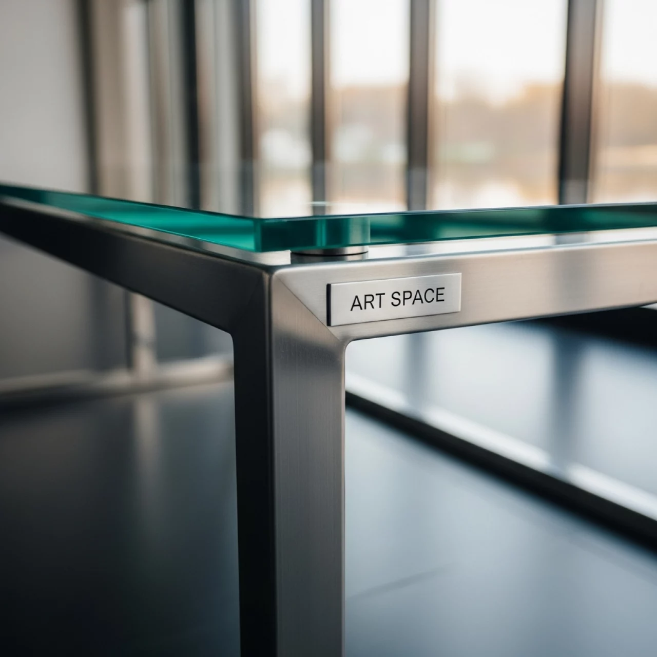 Аренда Стол стальной Империал прозрачная столешница 1300х650 мм Н 800 мм в Omega Sirius — ART SPACE