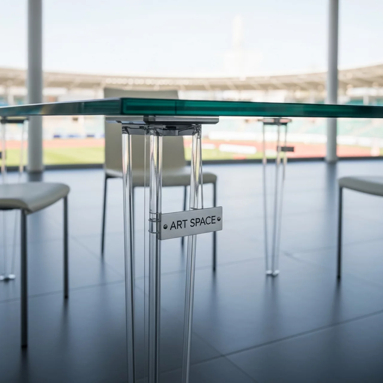 Аренда Стол стеклянный обеденный Daen 34 на Медальной площади — ART SPACE