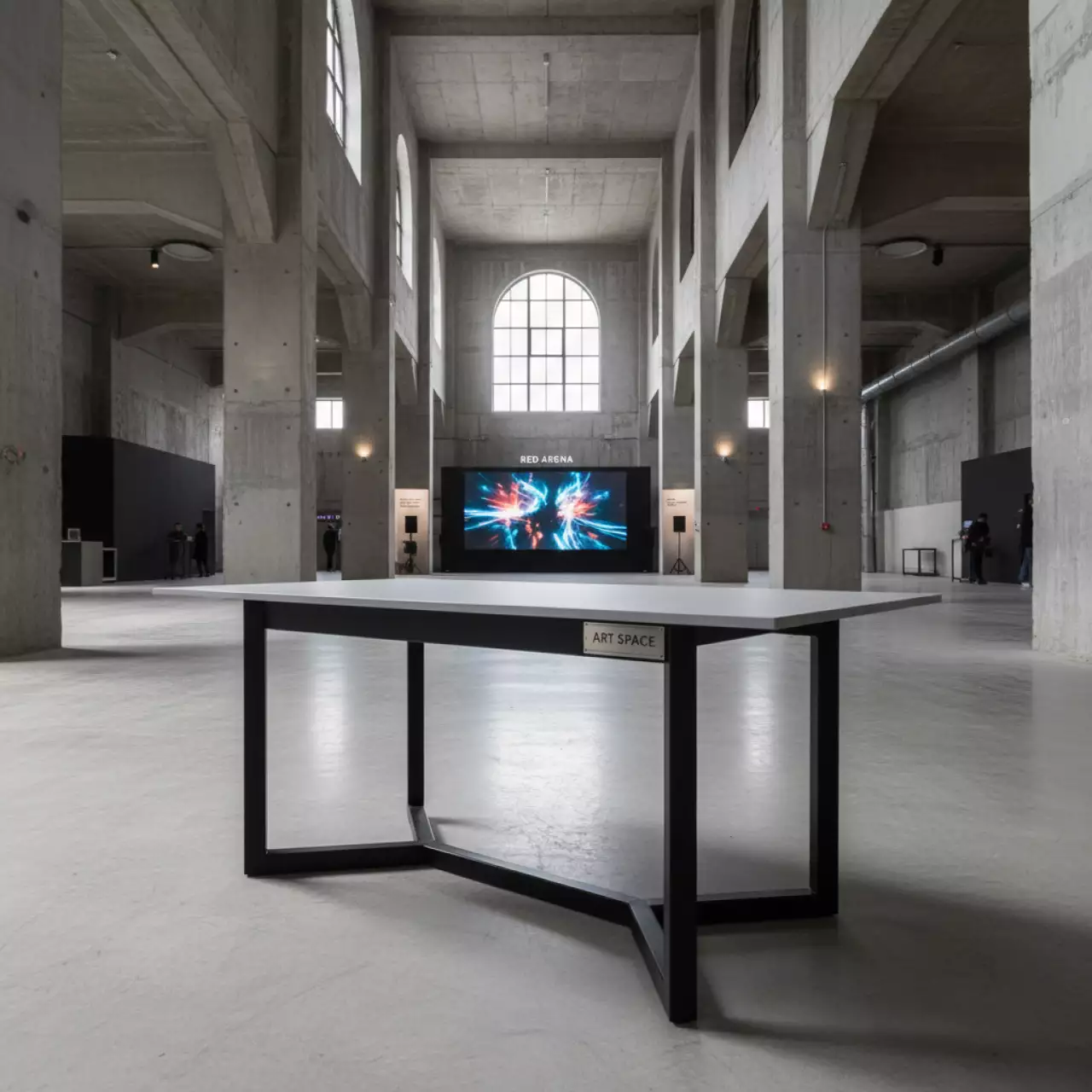 Аренда Стол столешница ЛМДФ подстолье металл черный Batu new в Red Arena — ART SPACE