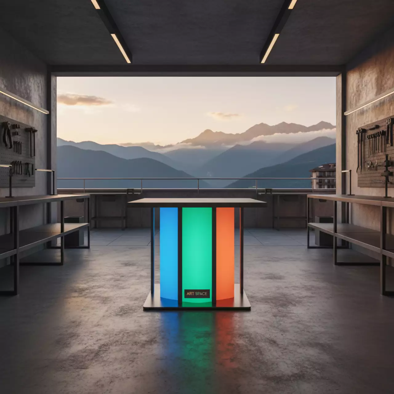 Аренда Стол светящийся Alto диаметр 60 см в Поляна 1389 Отель и Спа — ART SPACE