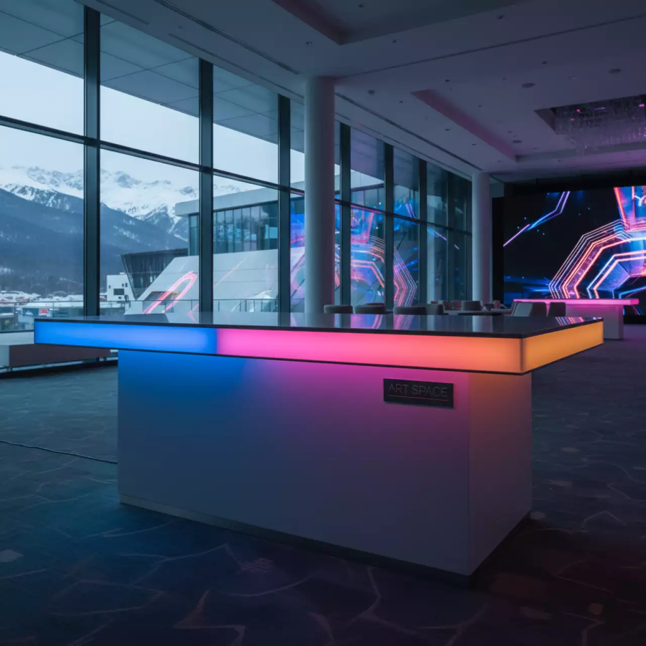 Аренда Стол светящийся Pacifico Sexta белый в Radisson Hotel Rosa Khutor — ART SPACE