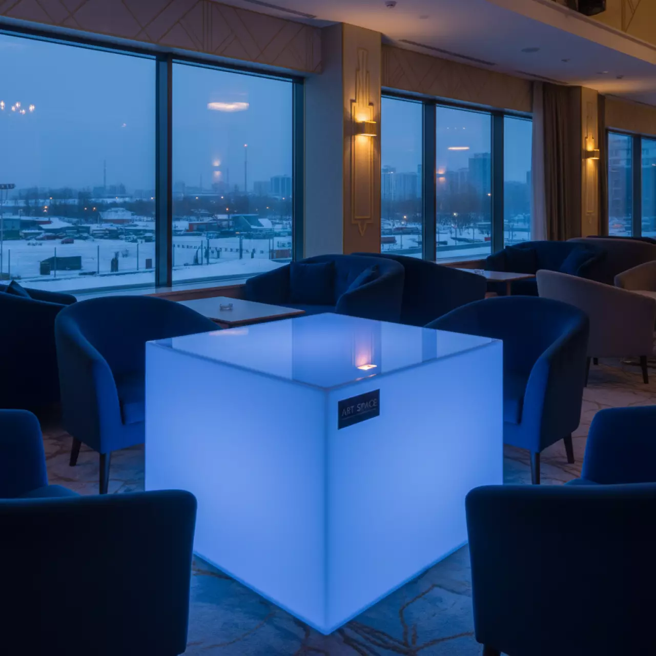 Аренда Стол светящийся пластиковый Square Lighting на Сочи Автодроме — ART SPACE