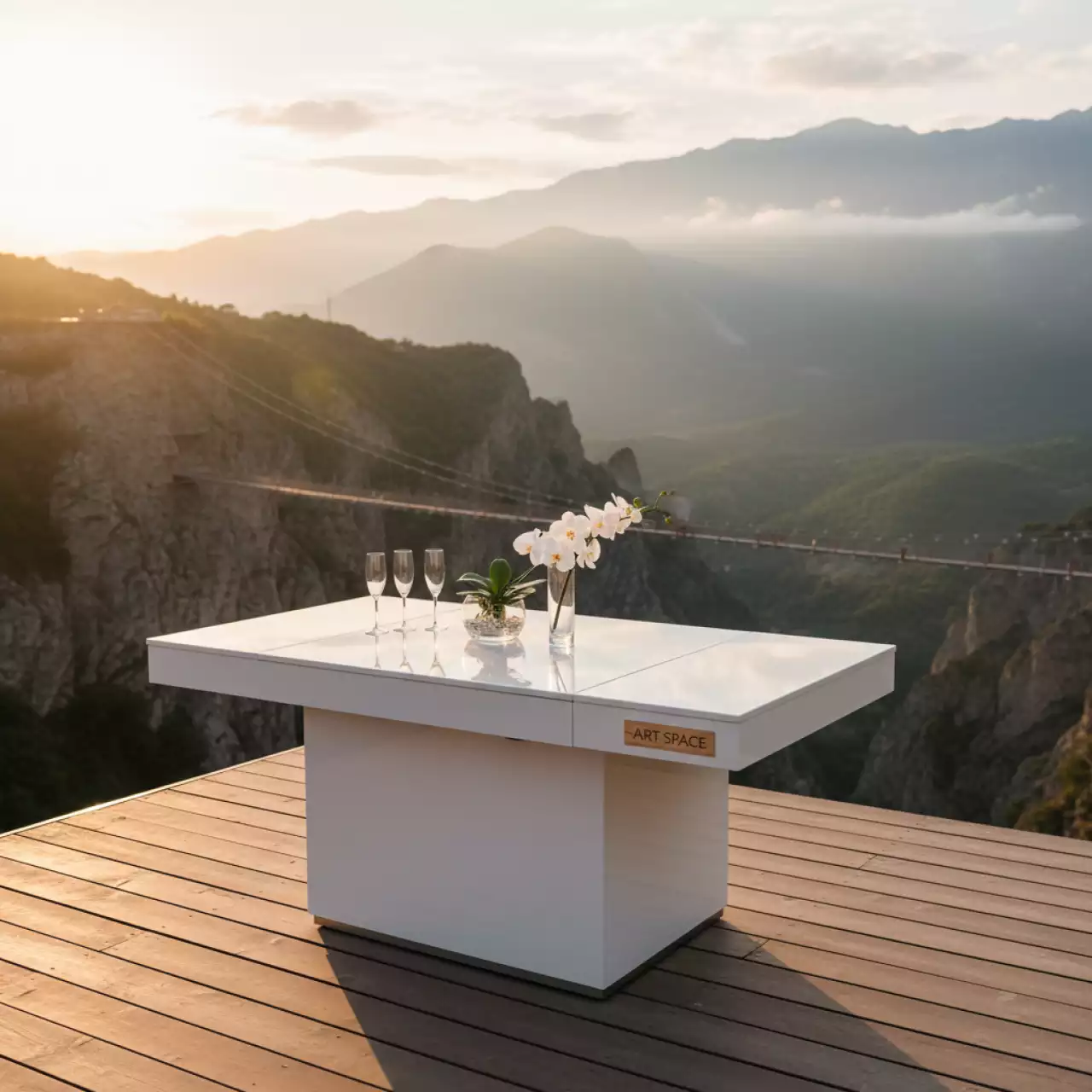 Аренда Стол трансформер Лерида белый в Skypark Sochi — ART SPACE