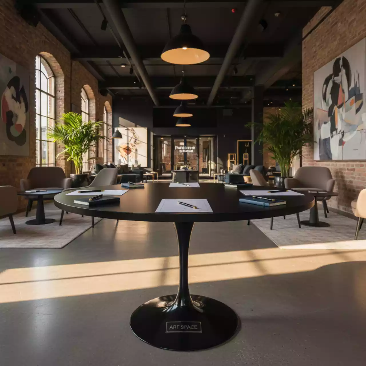 Аренда Стол Tulip 100х100 см черный в Panorama by Mercure — ART SPACE